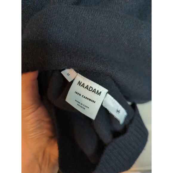 Naadam Cream/Black Color Block Open Back Cashmere Sweater size M - Picture 4 of 4